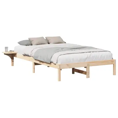 vidaXL Konstrukcija postelje Naravna 135 x 190 cm Masivno borovo les