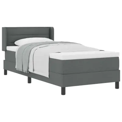 vidaXL Postelja boxspring z vzmetnico Temno siva 80 x 200 cm