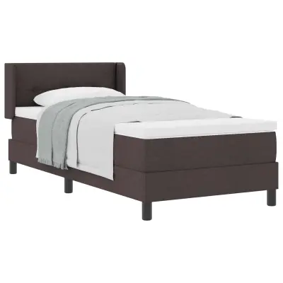 vidaXL Postelja z vzmetnico Temno rjava 200 x 90 cm Poliester