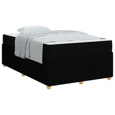 vidaXL Konstrukcija postelje z vzmetnico Črna 120 x 200 cm blago