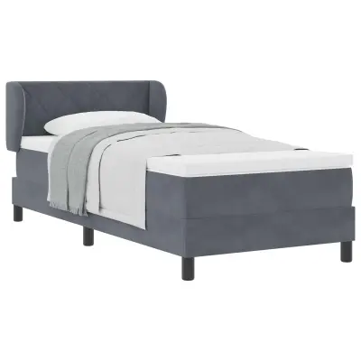vidaXL Postelja z vzmetnico z vzmetnico Temno siva 100 x 200 cm Žamet