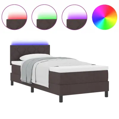 vidaXL Postelja z vzmetnico z vzmetnico Temno rjava 90 x 190 cm blago