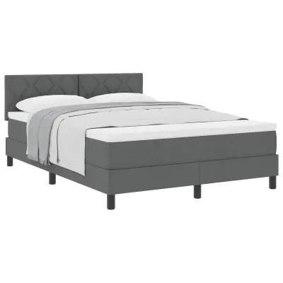 vidaXL Postelja z vzmetnico z vzmetnico Temno siva 140 x 190 cm blago