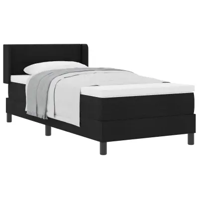 vidaXL Postelja z vzmetnico z vzmetnico Črna 200 x 90 cm Poliester