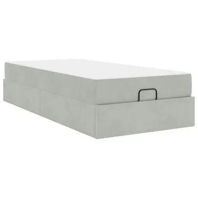 vidaXL Posteljni okvir z vzmetnico z vzmetnico 2 pcs Svetlo siva Žamet