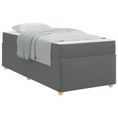 vidaXL Konstrukcija postelje z vzmetnico Temno siva 90 x 200 cm blago