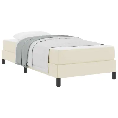 vidaXL Konstrukcija postelje z vzmetnico krema 90 x 190 cm blago