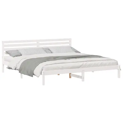 vidaXL Konstrukcija postelje Bela 200 x 210 cm Masivno borovo les