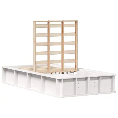 vidaXL Konstrukcija postelje Bela 90 x 200 cm Masivno borovo les