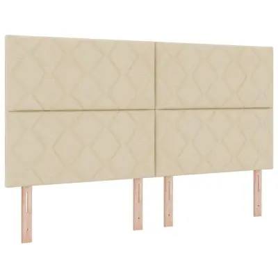 vidaXL Postelja z vzmetnico z vzmetnico krema 180 x 200 cm blago