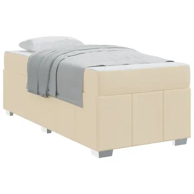 vidaXL Konstrukcija postelje z vzmetnico krema 90 x 200 cm blago