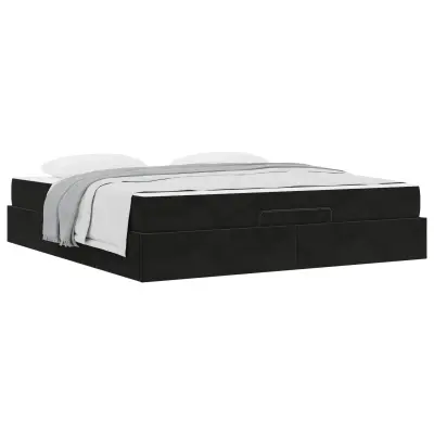 vidaXL Posteljni okvir z vzmetnico z vzmetnico 2 pcs Črna Žamet