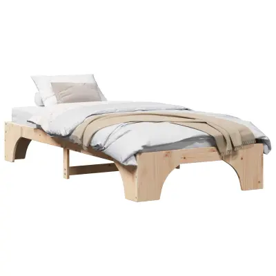 vidaXL Konstrukcija postelje Naravna 100 x 200 cm Masivno borovo les