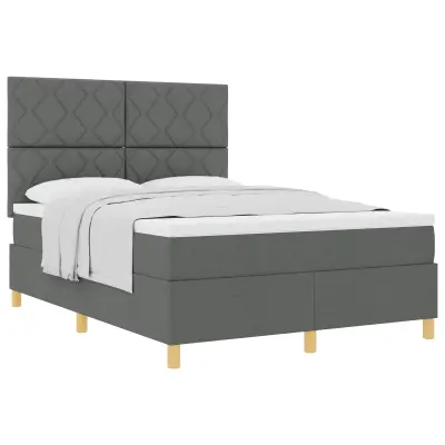 vidaXL Postelja z vzmetnico z vzmetnico Temno siva 140 x 200 cm blago