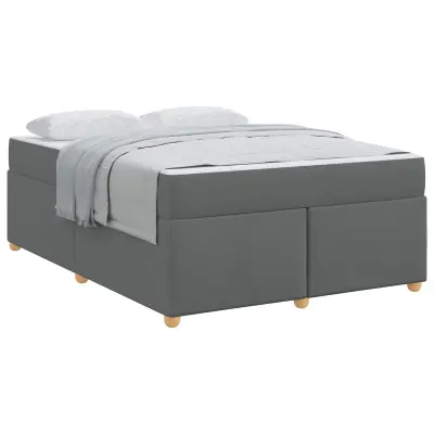 vidaXL Konstrukcija postelje z vzmetnico Temno siva 140 x 200 cm blago