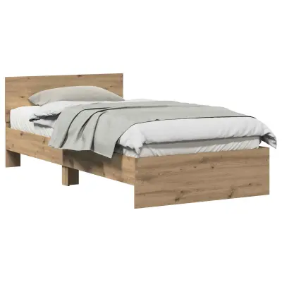 vidaXL Konstrukcija postelje Umetni hrast 203 x 104 x 70 cm