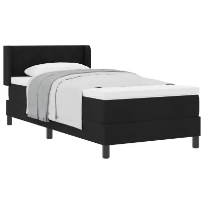 vidaXL Postelja z vzmetnico z vzmetnico Črna 190 x 90 cm Poliester