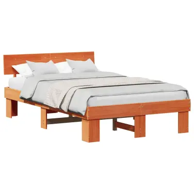vidaXL Konstrukcija postelje z vzglavjem Voskast rjav 140 x 190 cm