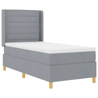 vidaXL Postelja z žimnico Box Spring Svetlo siva 100 x 200 cm blago