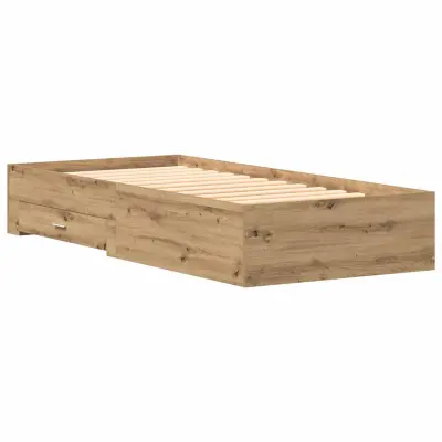 vidaXL Konstrukcija postelje Umetni hrast 90 x 200 cm Konstruiran les