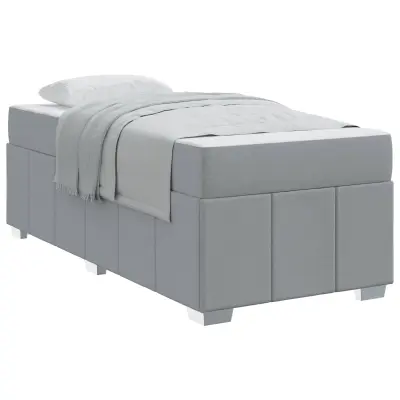 vidaXL Konstrukcija postelje z vzmetnico Svetlo siva 90 x 200 cm blago