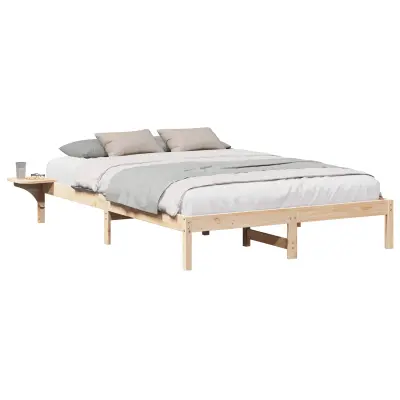vidaXL Konstrukcija postelje Naravna 150 x 200 cm Masivno borovo les