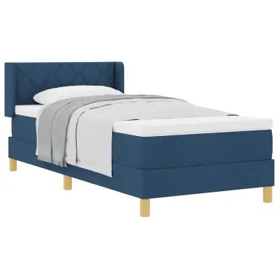 vidaXL Postelja z vzmetnico z vzmetnico Modra 200 x 90 cm Poliester