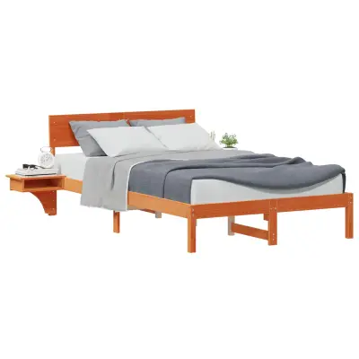 vidaXL Konstrukcija postelje z vzglavjem Voskast rjav 135 x 190 cm