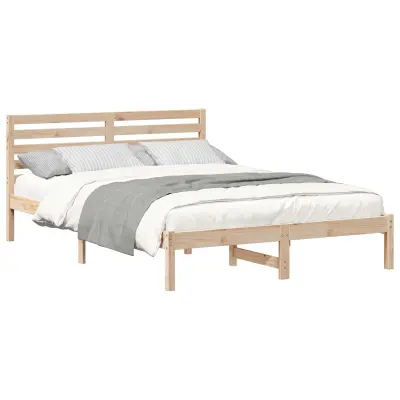 vidaXL Konstrukcija postelje Rjava 140 x 210 cm Masivno borovo les
