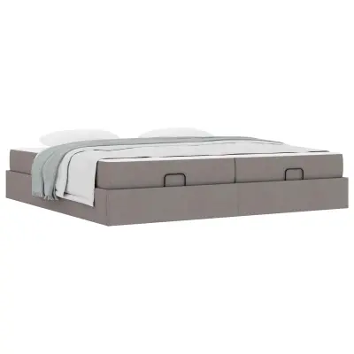 vidaXL Posteljni okvir z vzmetnico z vzmetnico 2 pcs Taupe blago