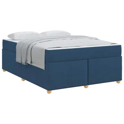 vidaXL Konstrukcija postelje z vzmetnico Modra 140 x 200 cm blago