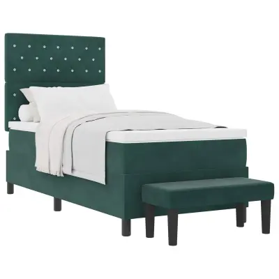 vidaXL Postelja z vzmetnico z vzmetnico Temno zelena 90 x 190 cm Žamet
