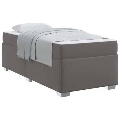 vidaXL Konstrukcija postelje z vzmetnico Siva 100 x 200 cm blago