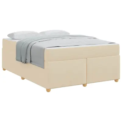 vidaXL Konstrukcija postelje z vzmetnico krema 160 x 200 cm blago