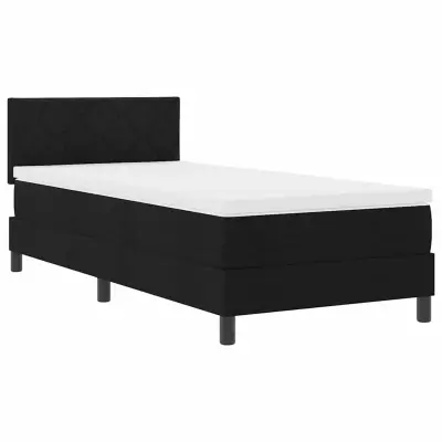 vidaXL Postelja z vzmetnico z vzmetnico Črna 90 x 200 cm blago