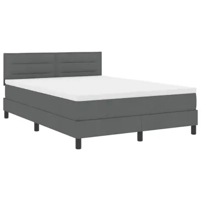 vidaXL Postelja boxspring z vzmetnico Temno siva 160 x 200 cm blago