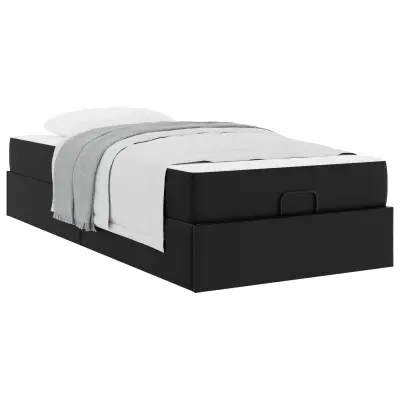 vidaXL Posteljni okvir z vzmetnico z vzmetnico 2 pcs Črna PVC