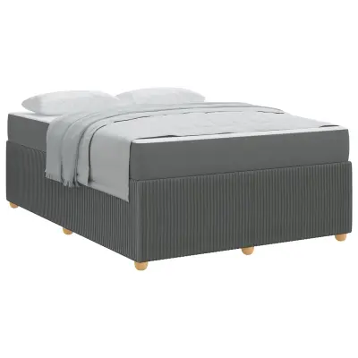vidaXL Konstrukcija postelje z vzmetnico Temno siva 140 x 200 cm blago