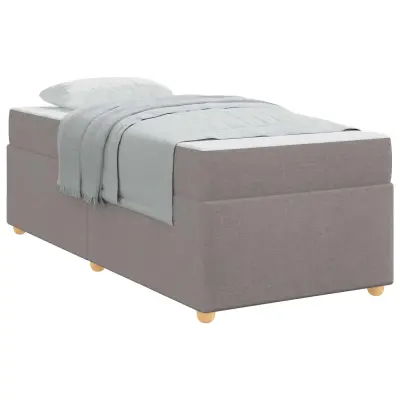 vidaXL Konstrukcija postelje z vzmetnico Taupe 90 x 190 cm blago