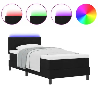 vidaXL Postelja z vzmetnico z vzmetnico Črna 100 x 200 cm blago