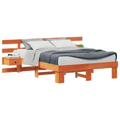 vidaXL Konstrukcija postelje Rjava 140 x 190 cm Masivno borovo les