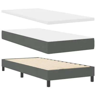 vidaXL Postelja boxspring z vzmetnico Temno siva 200 x 200 cm