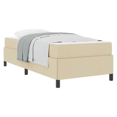 vidaXL Postelja z vzmetnico krema 90 x 200 cm blago