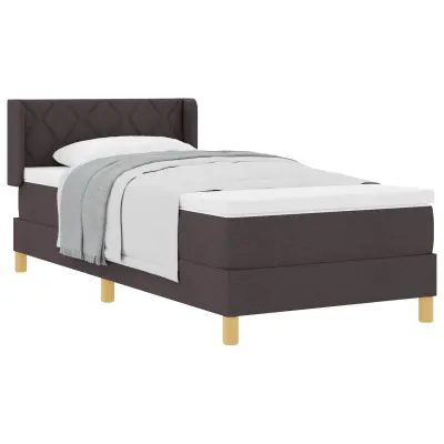 vidaXL Postelja z vzmetnico Temno rjava 190 x 90 cm Poliester
