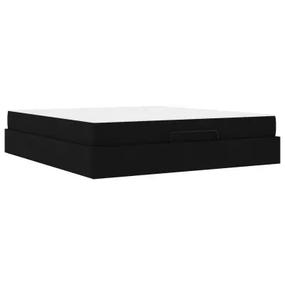 vidaXL Posteljni okvir z vzmetnico z vzmetnico 2 pcs Črna blago