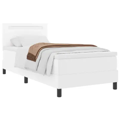 vidaXL Postelja z vzmetnico z vzmetnico Bela 90 x 190 cm Umetna koža
