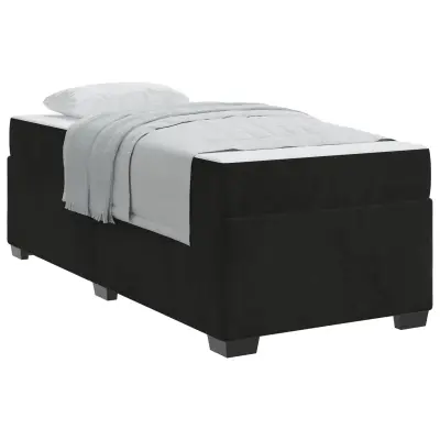 vidaXL Konstrukcija postelje z vzmetnico Črna 100 x 200 cm blago