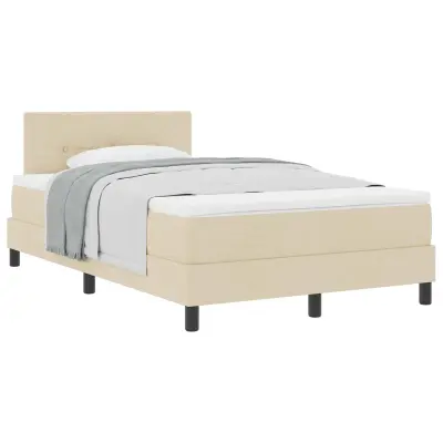 vidaXL Postelja z vzmetnico z vzmetnico krema 120 x 200 cm blago