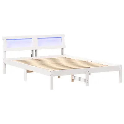 vidaXL Konstrukcija postelje Bela 135 x 190 cm Masivno borovo les