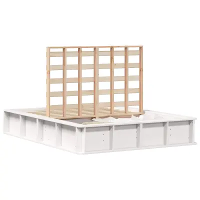 vidaXL Konstrukcija postelje Bela 135 x 190 cm Masivno borovo les